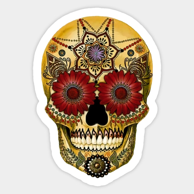 Day of the Dead Sugar Skull Sticker by CeeGunn